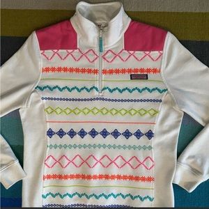Vineyard Vines Pink and White Graphic Polo Sweatshirt